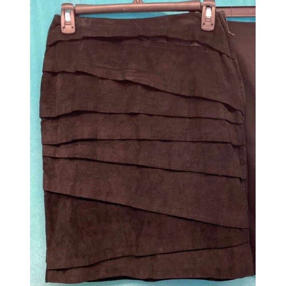 I.O.U Skirt Pencil Knee 100% Suede Length Size 8 Vtg 80s Career Office Preppy